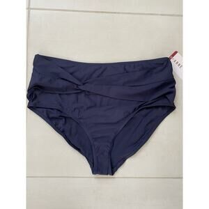 Anne Cole Swim Bikini Bottom High Waist Blue Swimwear